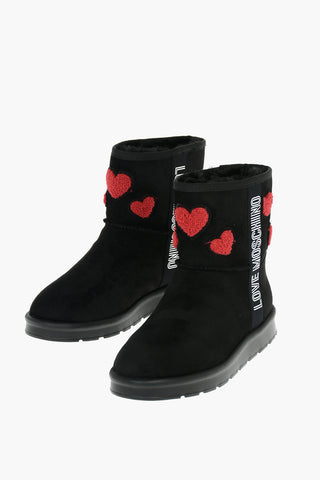 LOVE Faux Suede Leather Ankle Boots with Embrodery