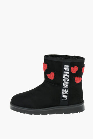 LOVE Faux Suede Leather Ankle Boots with Embrodery