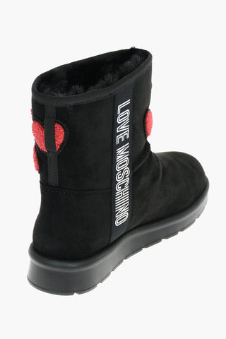 LOVE Faux Suede Leather Ankle Boots with Embrodery