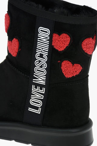 LOVE Faux Suede Leather Ankle Boots with Embrodery