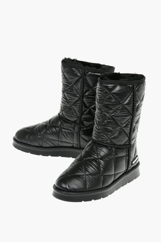 LOVE Quilted Ankle Boots with Faux Fur Inner