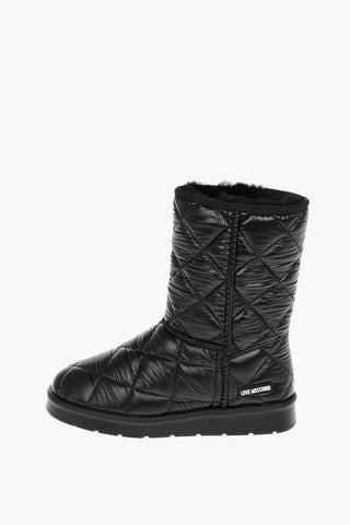 LOVE Quilted Ankle Boots with Faux Fur Inner