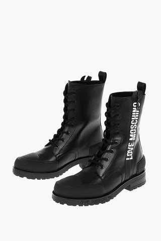 LOVE Faux Leather Ankle Boots with Side Logo