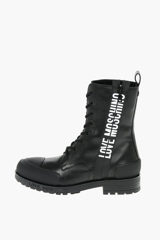 LOVE Faux Leather Ankle Boots with Side Logo