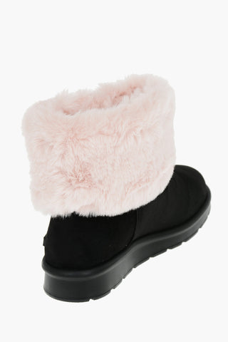 LOVE Faux Suede Leather Ankle Boots with Faux Fur