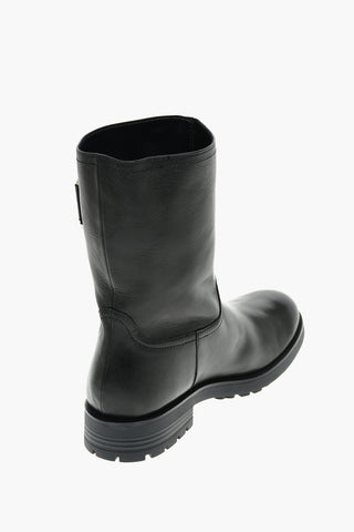 LOVE Leather Ankle Boots with Rhinestone Embellished Logo