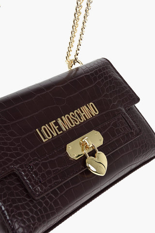 LOVE Crocodile-Print Eco-Leather Shoulder Bag