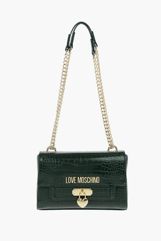 LOVE Faux Leather Crocodile Effect Crossbody Bag