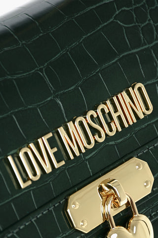 LOVE Faux Leather Crocodile Effect Crossbody Bag