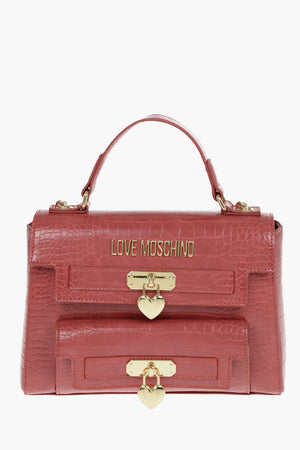 LOVE Crocodile-Print Eco-Leather Top-Handle Bag