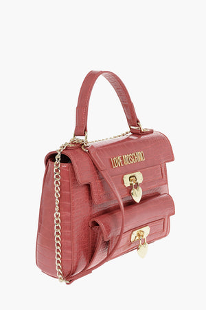 LOVE Crocodile-Print Eco-Leather Top-Handle Bag