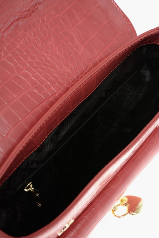 LOVE Crocodile-Print Eco-Leather Top-Handle Bag