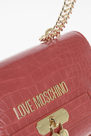 LOVE Faux Leather Crocodile Effect Crossbody Bag