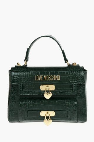 LOVE Faux Leather Crocodile Printed Hand Bag