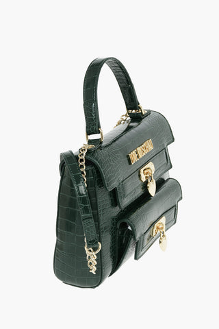 LOVE Faux Leather Crocodile Printed Hand Bag