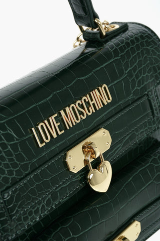 LOVE Faux Leather Crocodile Printed Hand Bag