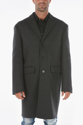 Cappotto in Lana Vergine con Fodera a Fantasia Floreale