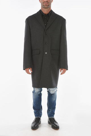 Cappotto in Lana Vergine con Fodera a Fantasia Floreale