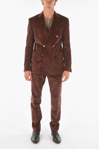 Double-breasted Velvet Suit with Flap Pockets