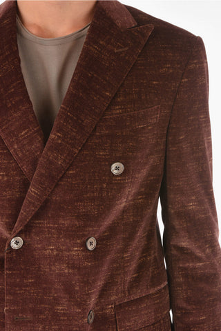 Double-breasted Velvet Suit with Flap Pockets