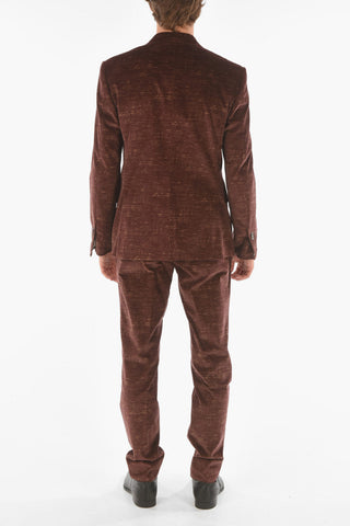 Double-breasted Velvet Suit with Flap Pockets