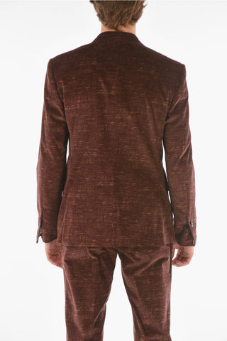 Double-breasted Velvet Suit with Flap Pockets