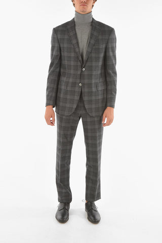 Gingham Checkered Virgin Wool ACADEMY Suit with Notch Lapel