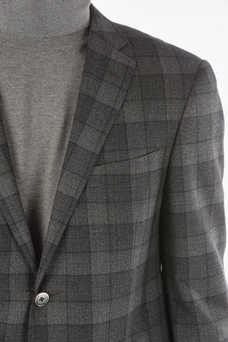 Gingham Checkered Virgin Wool ACADEMY Suit with Notch Lapel