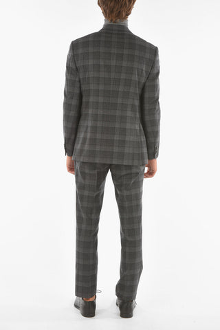 Gingham Checkered Virgin Wool ACADEMY Suit with Notch Lapel
