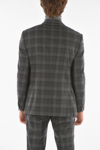 Gingham Checkered Virgin Wool ACADEMY Suit with Notch Lapel