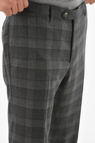 Gingham Checkered Virgin Wool ACADEMY Suit with Notch Lapel