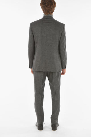Minicheckered Virgin Wool ACADEMY Suit with Notch Lapel