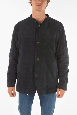 ZZEGNA solid color suede leather jacket