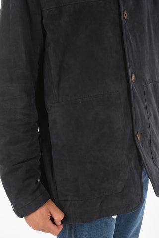 ZZEGNA solid color suede leather jacket