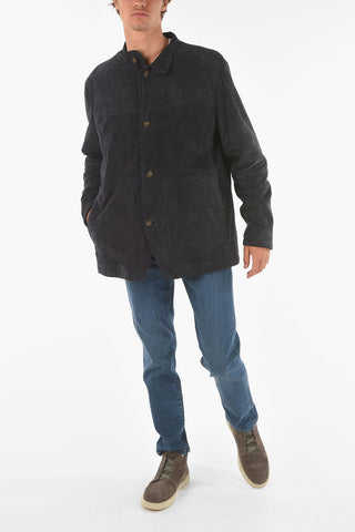 ZZEGNA solid color suede leather jacket