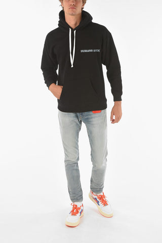 Printed S-UMMERIB Fleece Cotton Hoodie