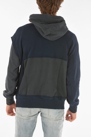 Felpa Distressed S-CRAZY con Manica e Cappuccio a Contrasto