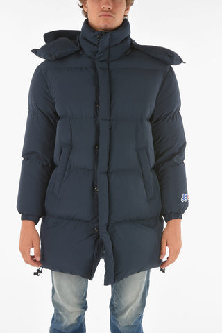 hidden closure W-ROLF-LONG down jacket with removable hood