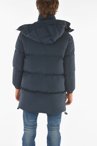 hidden closure W-ROLF-LONG down jacket with removable hood