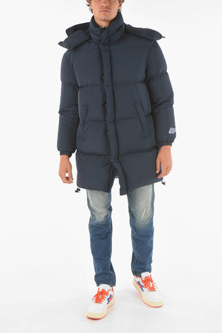 hidden closure W-ROLF-LONG down jacket with removable hood