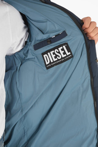 hidden closure W-ROLF-LONG down jacket with removable hood