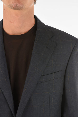 Windowpane Checkered ACADEMY Suit with Notch Lapel