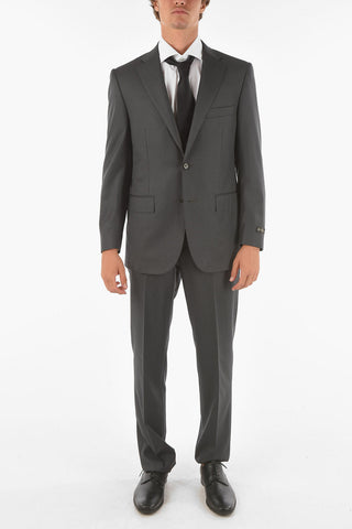 pinstriped side vents notch lapel LEADER 2-button suit