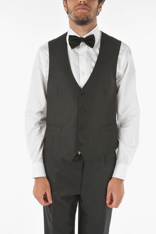 Virgin Wool Silk CERIMONY ACADEMY 3-piece Suit with Notch Lapel