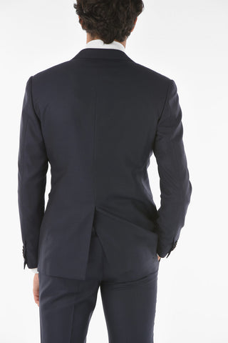 Pinstriped Virgin Wool CERIMONY ACADEMY 3-piece Suit with Peak Lapel
