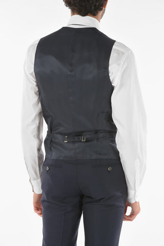Pinstriped Virgin Wool CERIMONY ACADEMY 3-piece Suit with Peak Lapel