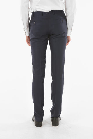 Pinstriped Virgin Wool CERIMONY ACADEMY 3-piece Suit with Peak Lapel