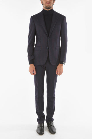 Two-tone Extrafine Virgin Wool ACADEMY Suit with Pinstripes