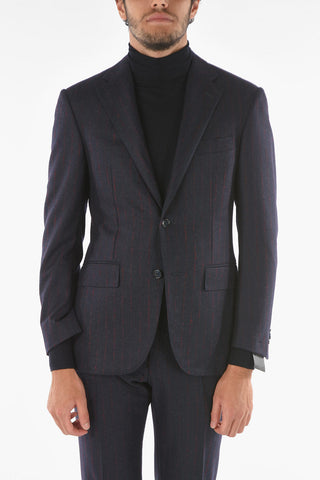 Two-tone Extrafine Virgin Wool ACADEMY Suit with Pinstripes
