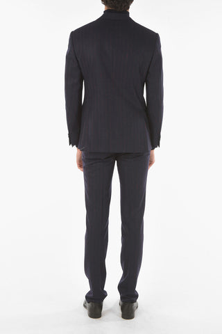 Two-tone Extrafine Virgin Wool ACADEMY Suit with Pinstripes